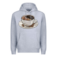 Heather Grey coffee  americano Premium Hoodie - BarkalooDesign