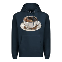 Navy coffee  americano Premium Hoodie - BarkalooDesign