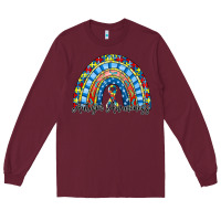 Burgundy autism awareness rainbow Long Sleeve Tee - RacoonDesign