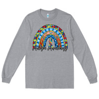 Heather Grey autism awareness rainbow Long Sleeve Tee - RacoonDesign