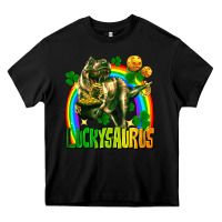 Black luckysaurus St. Patricks Day Heavy Core Tee - FaDigitalArtStudio