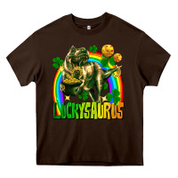 Chocolate Brown luckysaurus St. Patricks Day Heavy Core Tee - FaDigitalArtStudio
