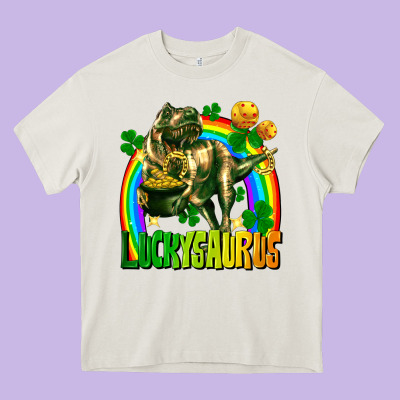 Luckysaurus St. Patricks Day Heavy Core Tee Designed By Fadigitalartstudio