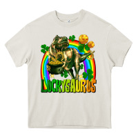Cream luckysaurus St. Patricks Day Heavy Core Tee - FaDigitalArtStudio