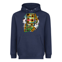 Navy Rhode island State aMp Heavyweight Hoodie - RanaPortraitStore