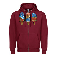 Burgundy Patriotic Leopard Popsicles Zipper Hoodie - Jasminsmagicworld