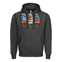 Charcoal Heather Patriotic Leopard Popsicles Zipper Hoodie - Jasminsmagicworld