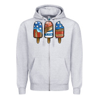 Heather Grey Patriotic Leopard Popsicles Zipper Hoodie - Jasminsmagicworld