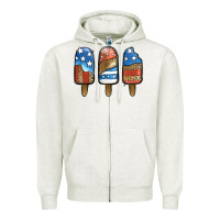 Oatmeal Heather Patriotic Leopard Popsicles Zipper Hoodie - Jasminsmagicworld