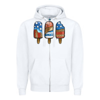 White Patriotic Leopard Popsicles Zipper Hoodie - Jasminsmagicworld