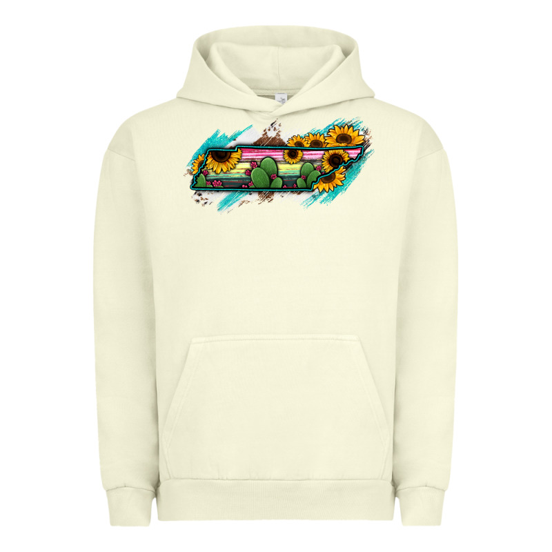 Tennessee Map Sunflower Cactus Serape Urban Hoodie by RanaPortraitStore | Teevron