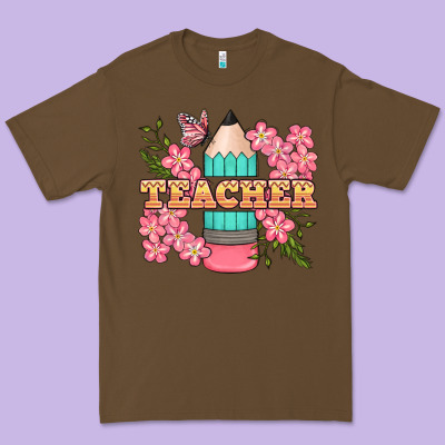 Teacher Floral Pencil Premium Tee Designed By Bundleandbundleshop