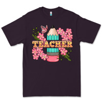 Plum teacher floral pencil Premium Tee - BundleAndBundleShop