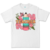 White teacher floral pencil Premium Tee - BundleAndBundleShop