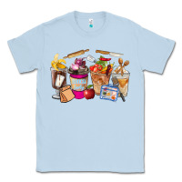 Dusty Blue Lunch Lady Coffee Cups Classic Tee - FaDigitalArtStudio