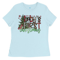Baby Blue Baby's First Christmas Ladies Tee - CowhideDigitalArt