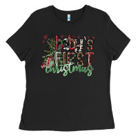 Black Baby's First Christmas Ladies Tee - CowhideDigitalArt