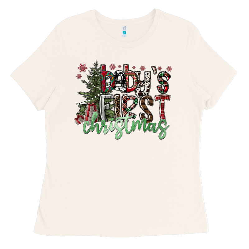 Baby's First Christmas Ladies Tee by CowhideDigitalArt | Teevron