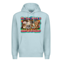 Blue Mist all you need is love & coffee Premium Hoodie - BarkalooDesign