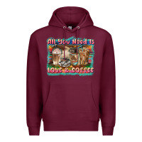 Burgundy all you need is love & coffee Premium Hoodie - BarkalooDesign