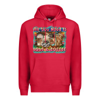 Cardinal all you need is love & coffee Premium Hoodie - BarkalooDesign