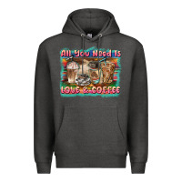 Charcoal Heather all you need is love & coffee Premium Hoodie - BarkalooDesign