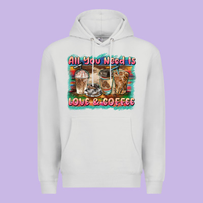 All You Need Is Love & Coffee Premium Hoodie Designed By Barkaloodesign