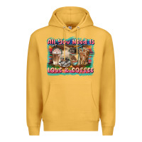Mustard all you need is love & coffee Premium Hoodie - BarkalooDesign