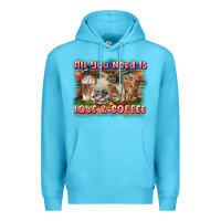 Ocean Blue all you need is love & coffee Premium Hoodie - BarkalooDesign