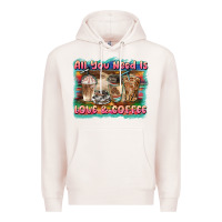 Pale Pink all you need is love & coffee Premium Hoodie - BarkalooDesign