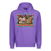 Purple all you need is love & coffee Premium Hoodie - BarkalooDesign