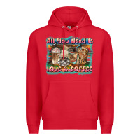 Red all you need is love & coffee Premium Hoodie - BarkalooDesign