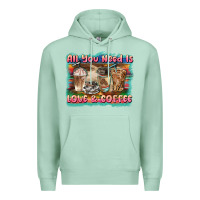 Seafoam all you need is love & coffee Premium Hoodie - BarkalooDesign