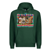 Sports Green all you need is love & coffee Premium Hoodie - BarkalooDesign