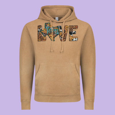 Love Texas Map Sunflower Leopard Cowhide Vintage Hoodie Designed By Artiststas