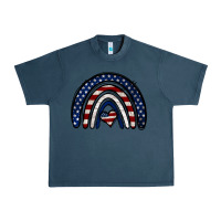 Midnight Navy USA American Flag Rainbow Urban Heavy Tee - Jasminsmagicworld