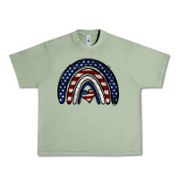 Oil Green USA American Flag Rainbow Urban Heavy Tee - Jasminsmagicworld