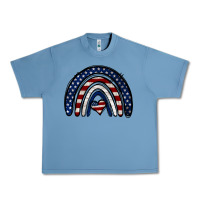 Pebble Blue USA American Flag Rainbow Urban Heavy Tee - Jasminsmagicworld
