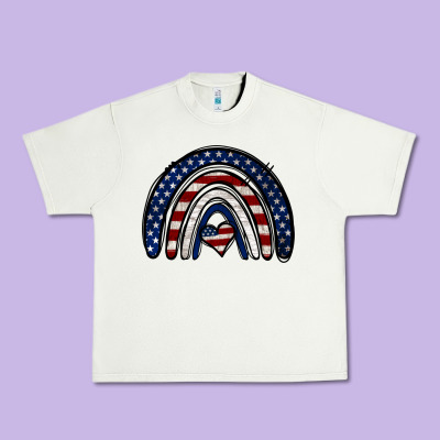 Usa American Flag Rainbow Urban Heavy Tee Designed By Jasminsmagicworld