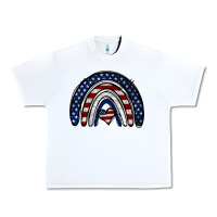 White USA American Flag Rainbow Urban Heavy Tee - Jasminsmagicworld