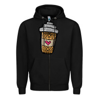 Black leopard glitter coffee cup Zipper Hoodie - Jasminsmagicworld