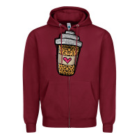 Burgundy leopard glitter coffee cup Zipper Hoodie - Jasminsmagicworld
