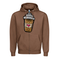 Chestnut leopard glitter coffee cup Zipper Hoodie - Jasminsmagicworld