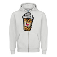 Dove Grey leopard glitter coffee cup Zipper Hoodie - Jasminsmagicworld