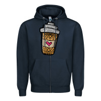 Navy leopard glitter coffee cup Zipper Hoodie - Jasminsmagicworld