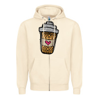 Sandshell leopard glitter coffee cup Zipper Hoodie - Jasminsmagicworld
