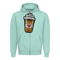 Seafoam leopard glitter coffee cup Zipper Hoodie - Jasminsmagicworld