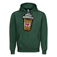Sports Green leopard glitter coffee cup Zipper Hoodie - Jasminsmagicworld