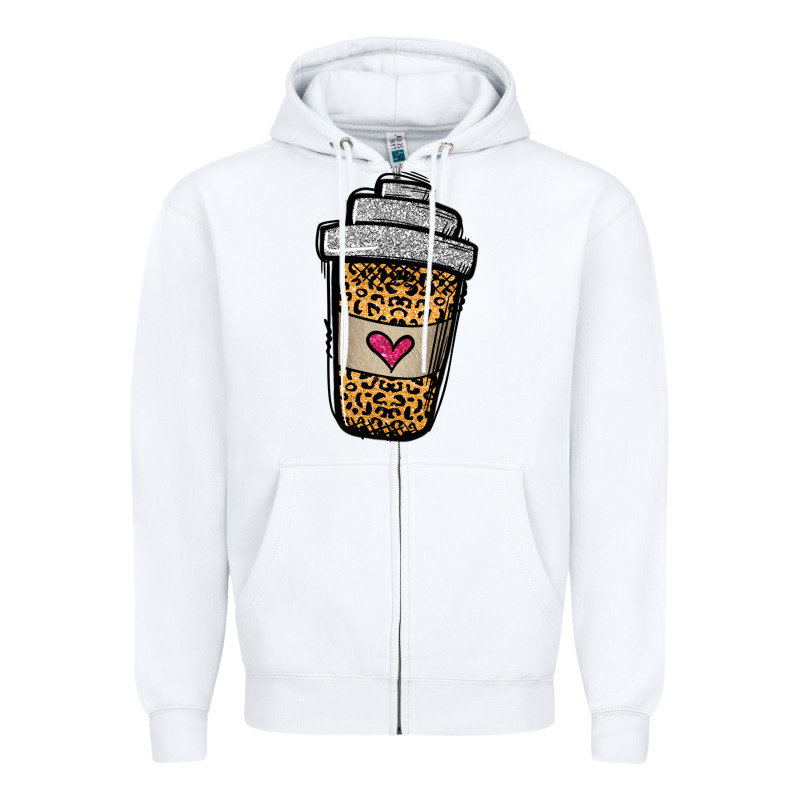 Leopard Glitter Coffee Cup Zipper Hoodie by Jasminsmagicworld | Teevron