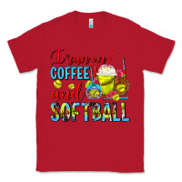 Red I Run On Coffee And Softball Frappe Classic Tee - FaDigitalArtStudio